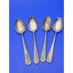 Oneida CLARION Community Teaspoon Art Deco Par Plate Flatware Lot Of 4
